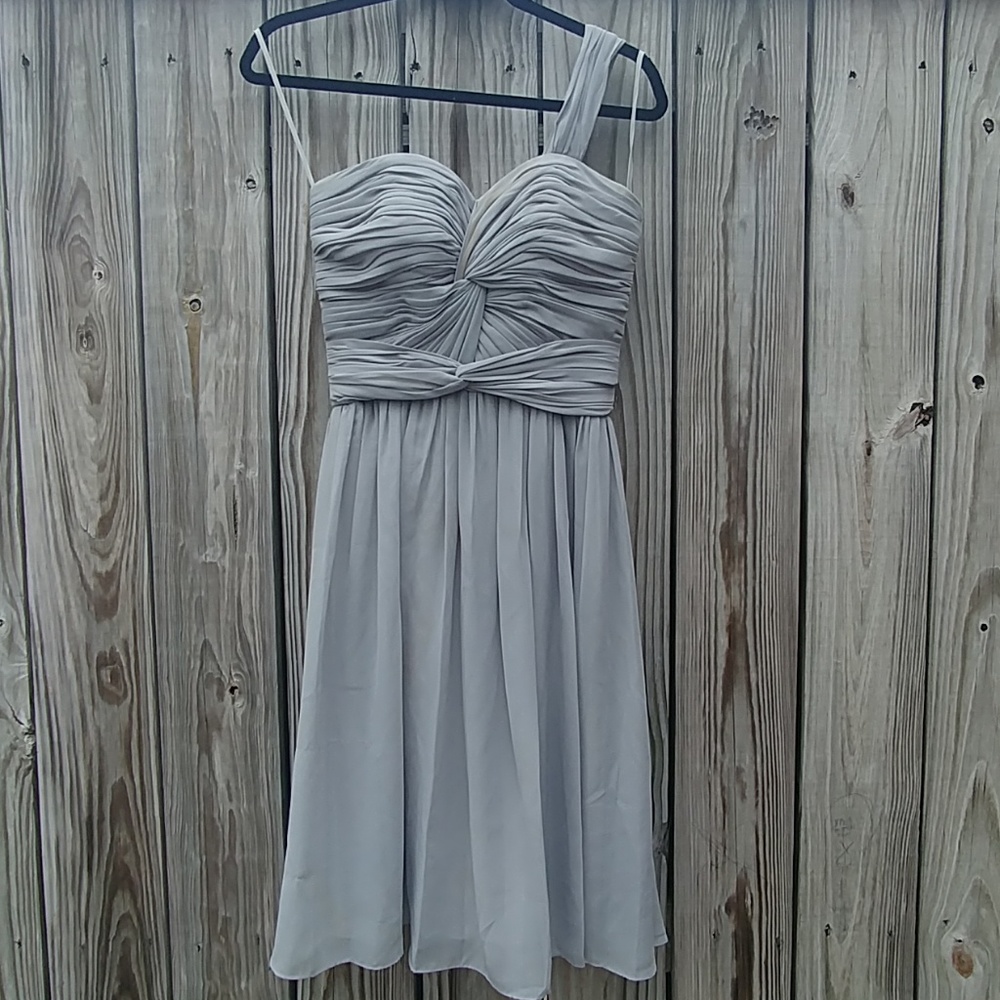 Light Blue/Gray One-Shoulder Bridesmaids Dress